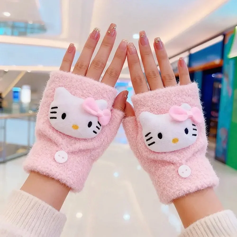 {NEW} Hello Kitty Filp-top Gloves Mittens Pink One Size